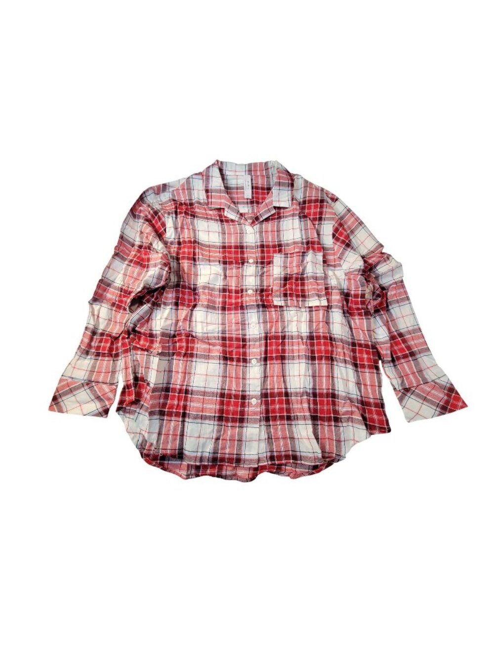 Auden Womens Red & White Plaid Long Sleeve Button-Up Shirt Size M  Lightweight